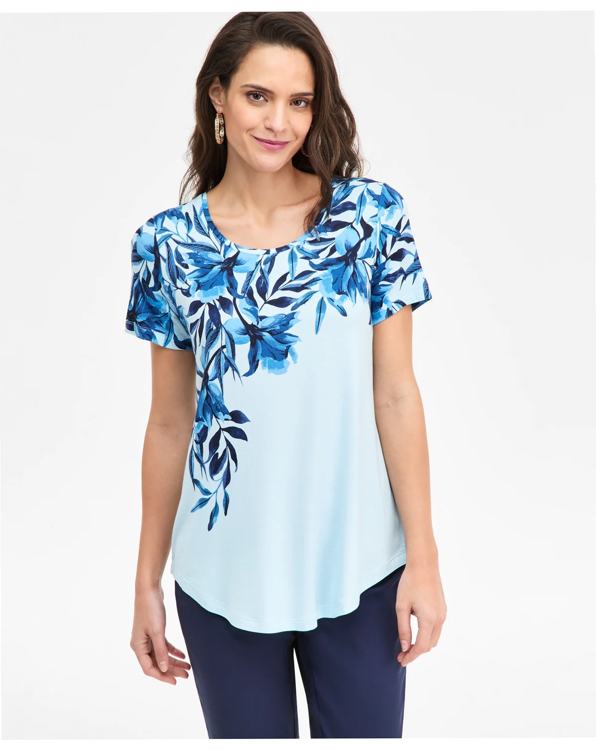 Petite Christa Cascade Floral Print Top, Macy's Exclusive