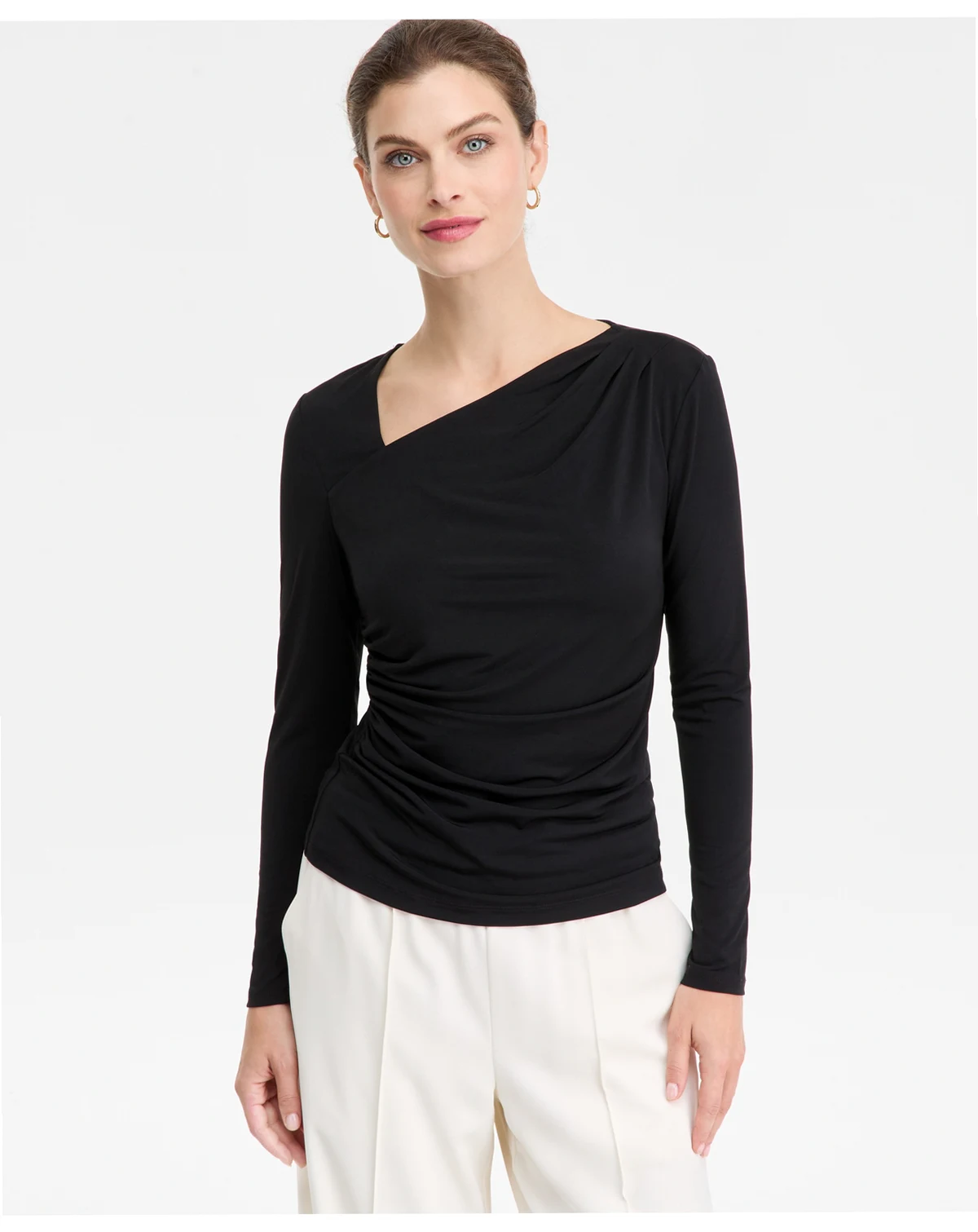 Women's Asymmetrical-Neck Long-Sleeve Top, Macy's Exclusive