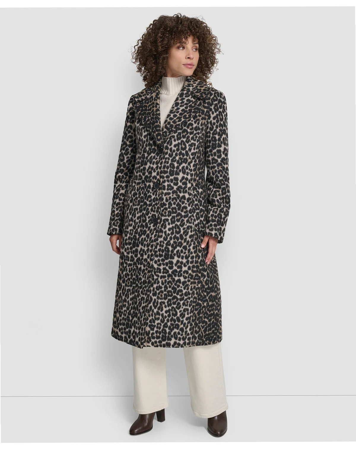 Women's Maxi Boucle Notch Collar Coat