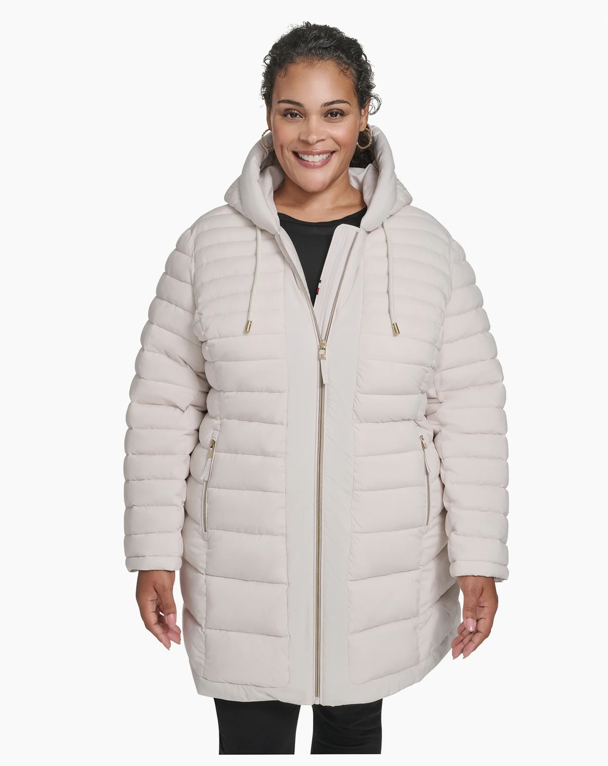 Plus Size Hooded Packable Puffer Coat