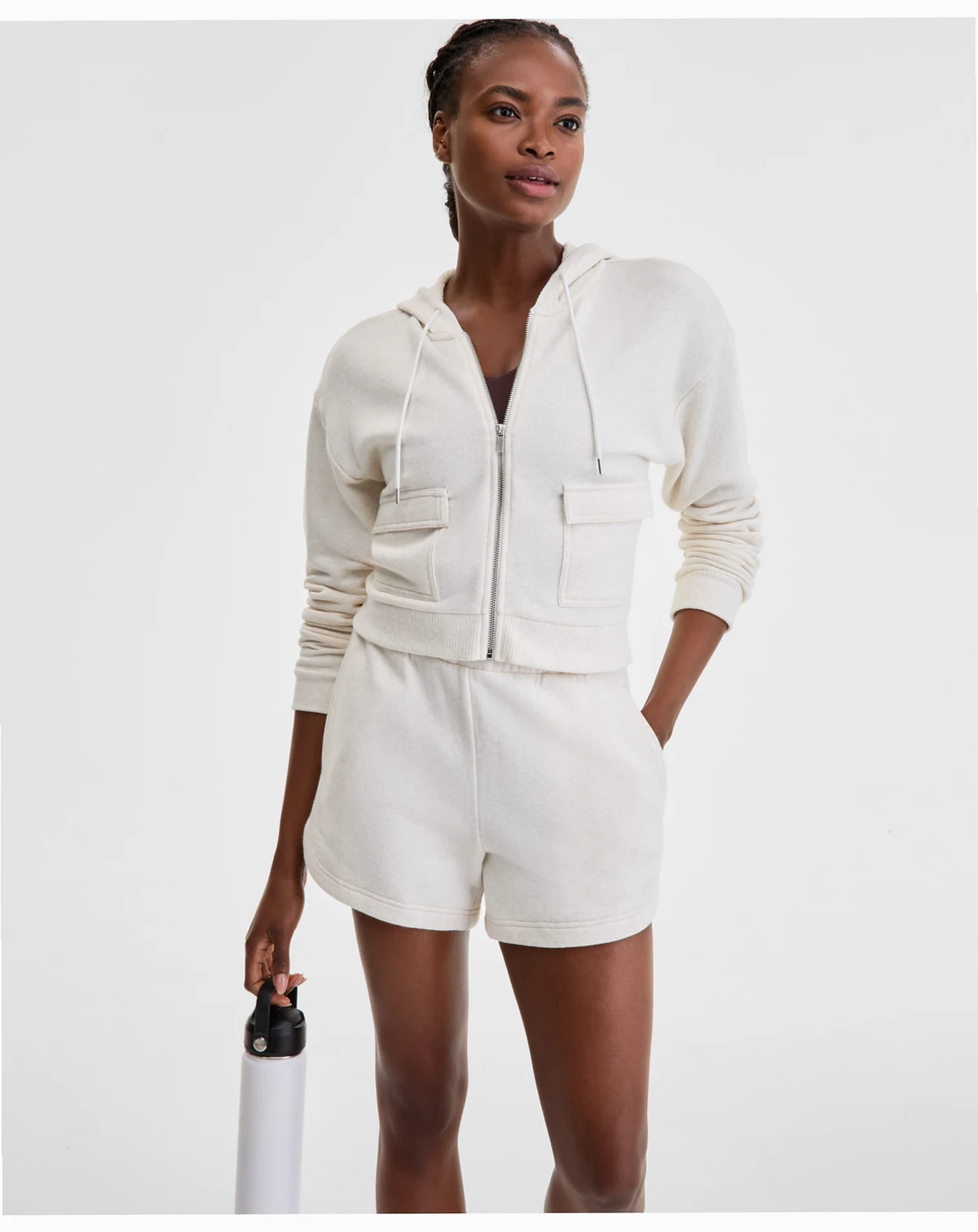 Women's Cropped Zippered Hoodie, Exclusively at Macy's