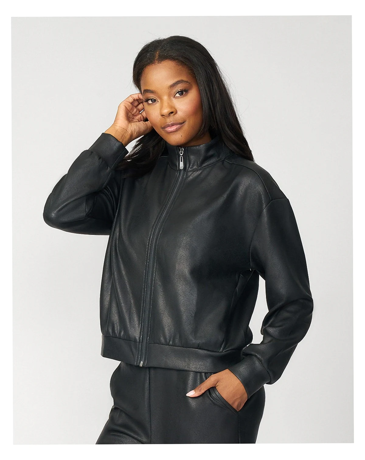 Women's Coated Cropped Bomber Jacket