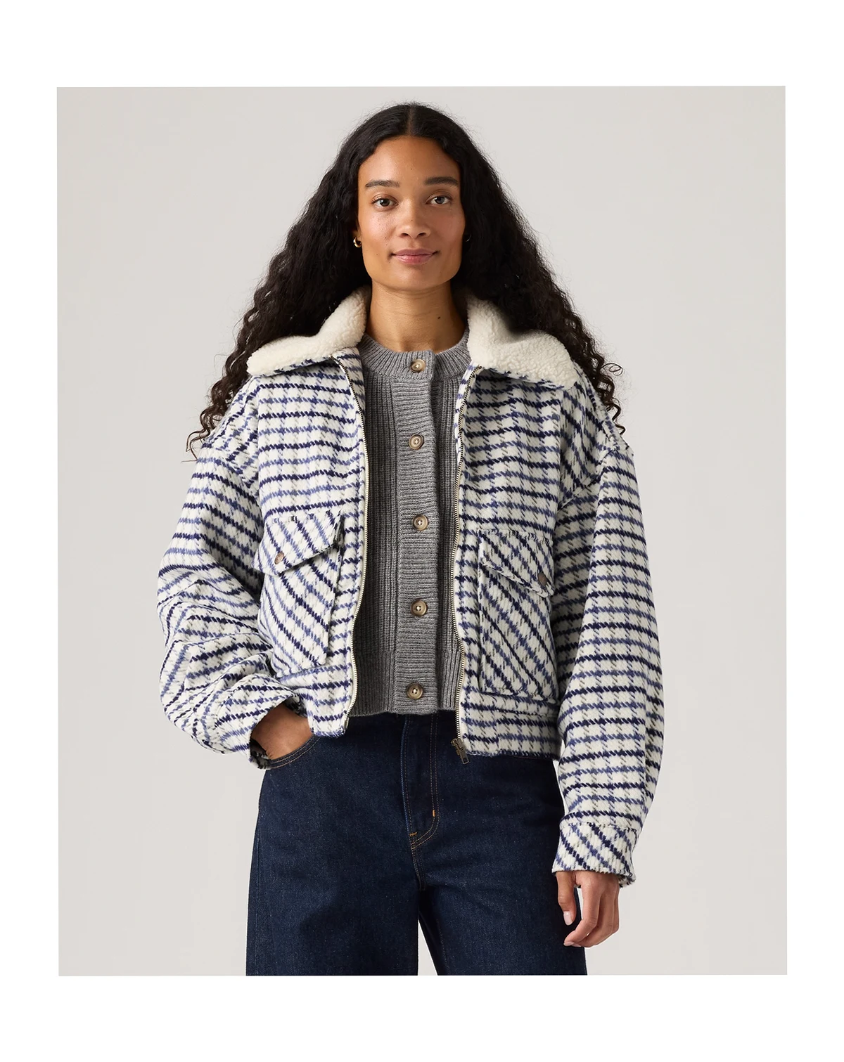 Premium Women's Shrunken 90s Trucker Long Sleeve Jacket