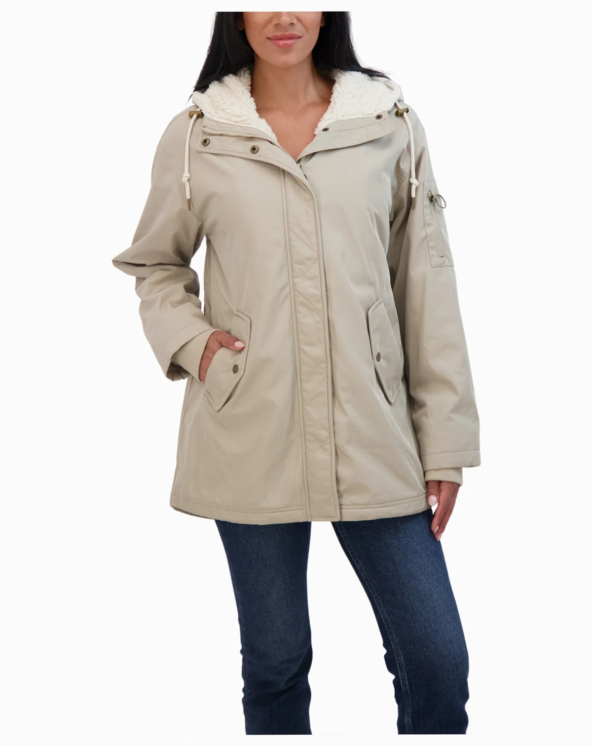 Juniors' Juniors' Flight Satin 3/4 Cozy Lined Hooded Jacket