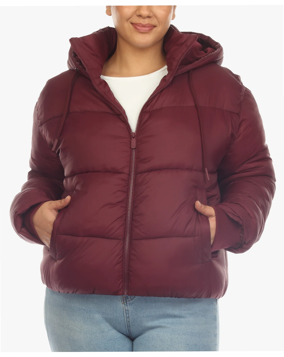 Plus Size Hooded Bomber Puffer Coat