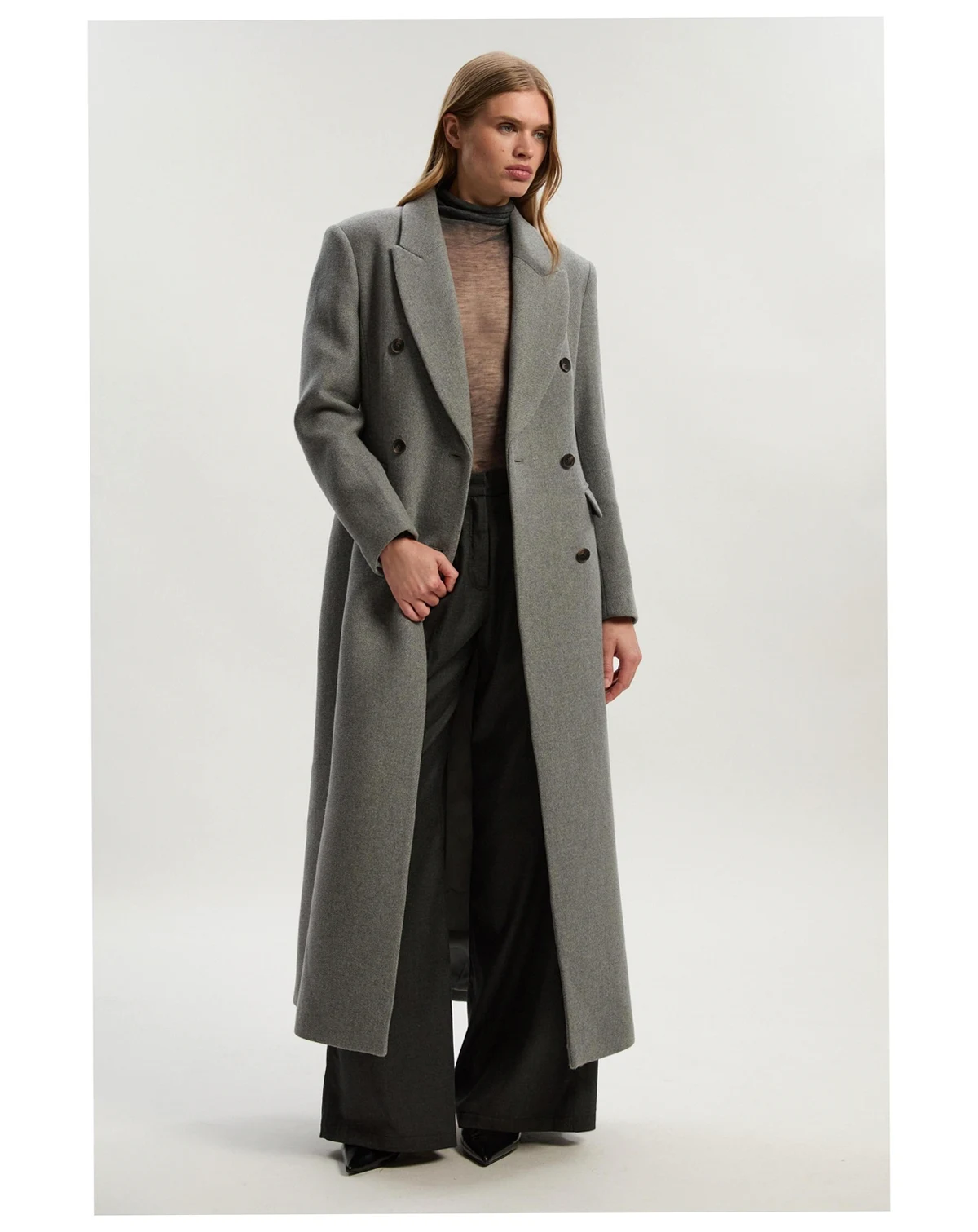 Women's Wool Double Breasted Tailored Maxi Coat