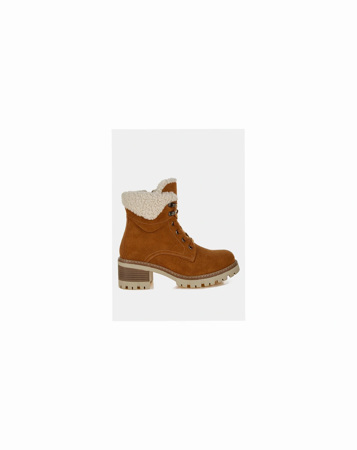 Womens Madoka Fur Collar Chunky Ankle Boots