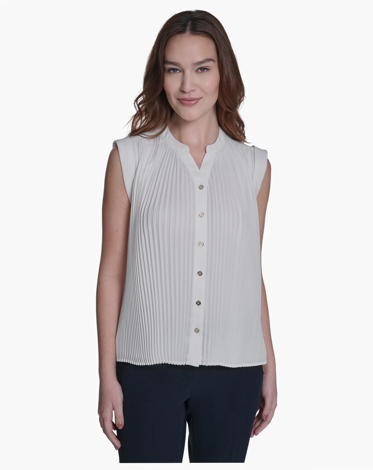Women's V-Neck Pleated Blouse