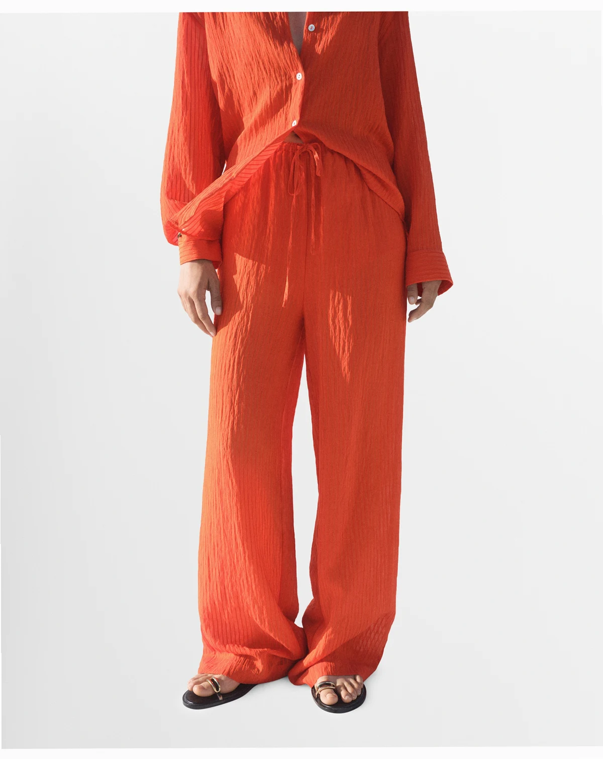 Women's Straight-Leg Crinkled-Effect Pants
