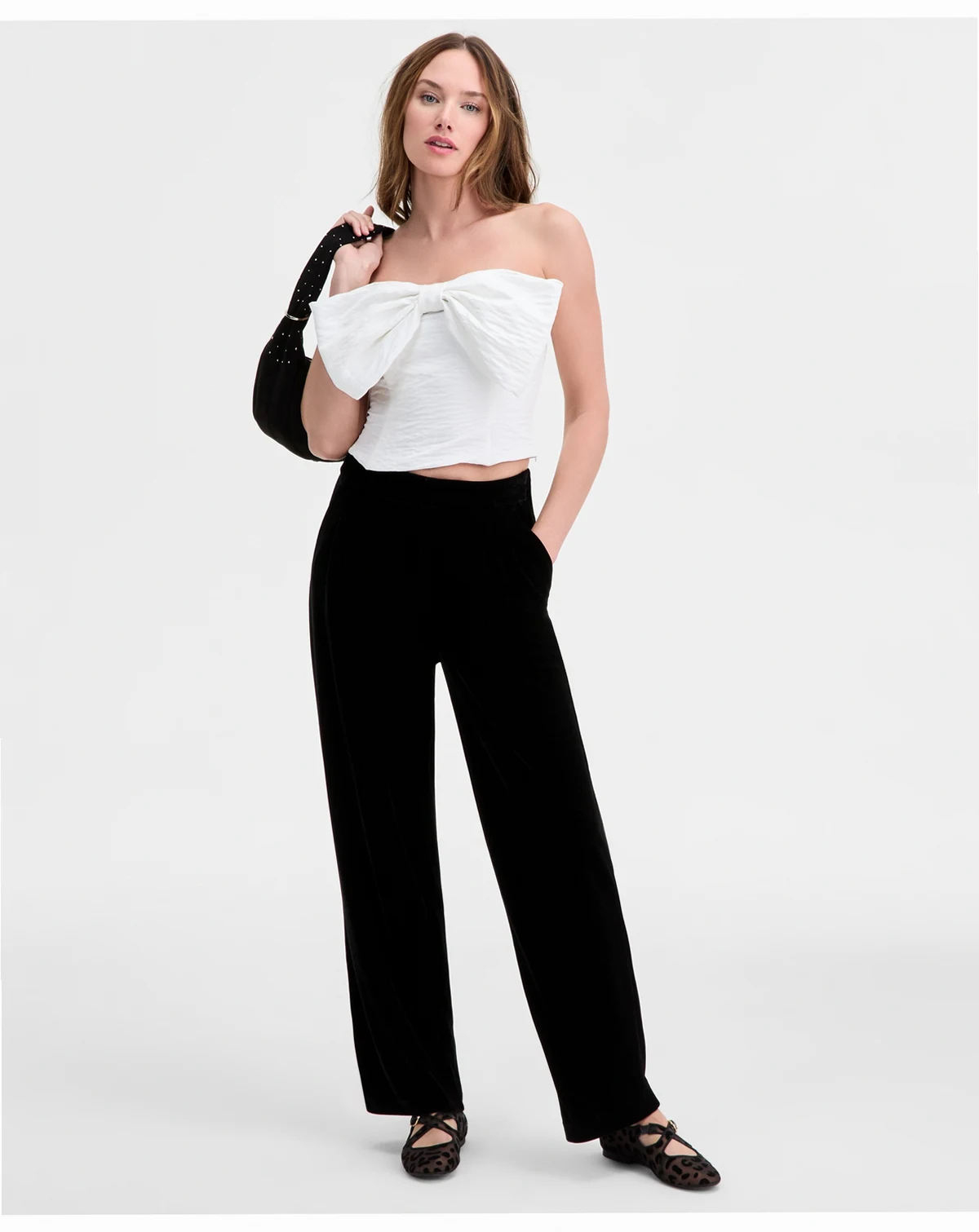 Women's Velvet Wide-Leg Trouser Pants, Macy's Exclusive