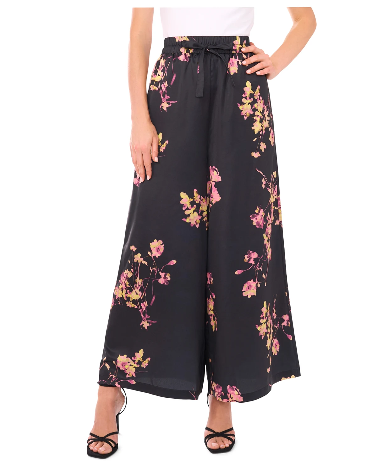 Women's Floral Drawstring Wide-Leg Pants