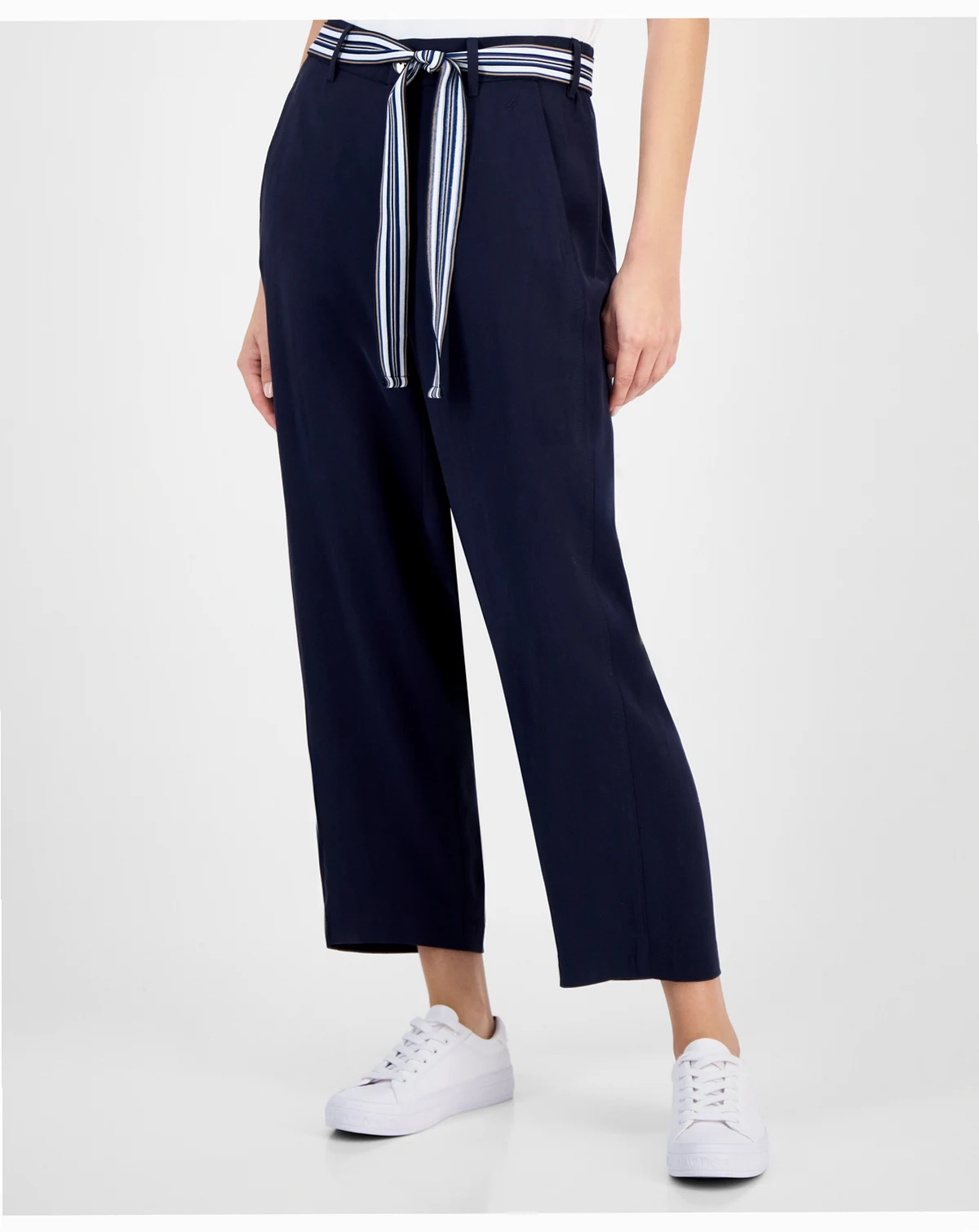 Nautica Women's Belted High Rise Straight-Leg Pants