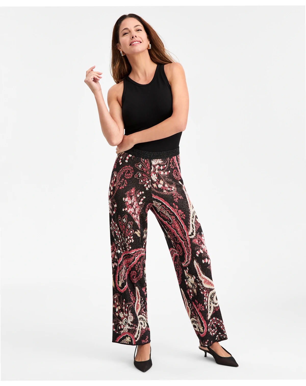 Women's Printed Jacquard Pants, Macy's Exclusive