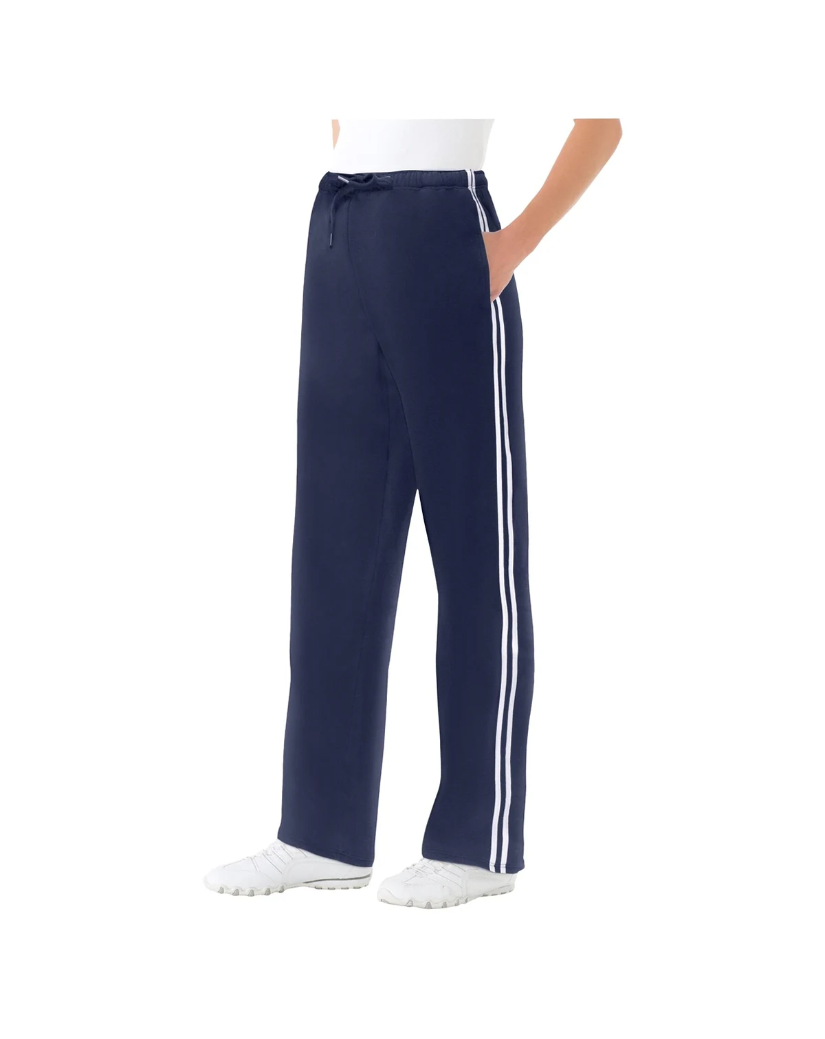 Plus Size Within Better-Fleece Side-Stripe Pull-On Sweatpants