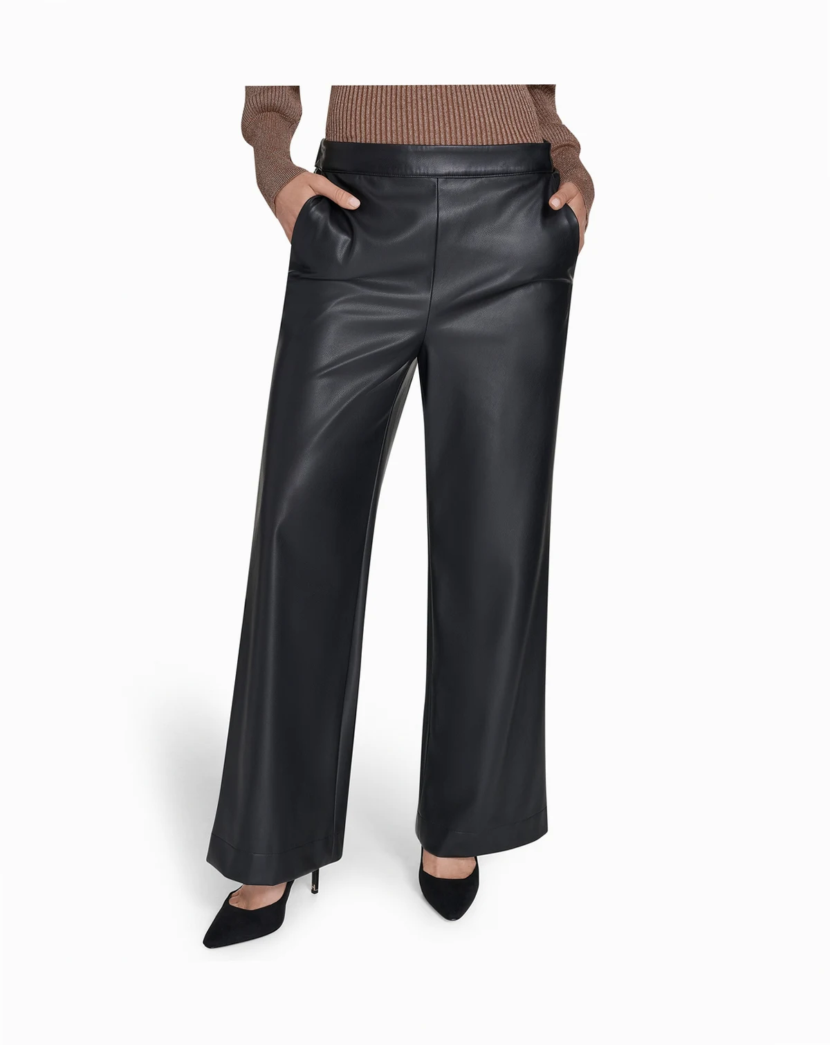 Women's Wide Leg Faux Leather Pants