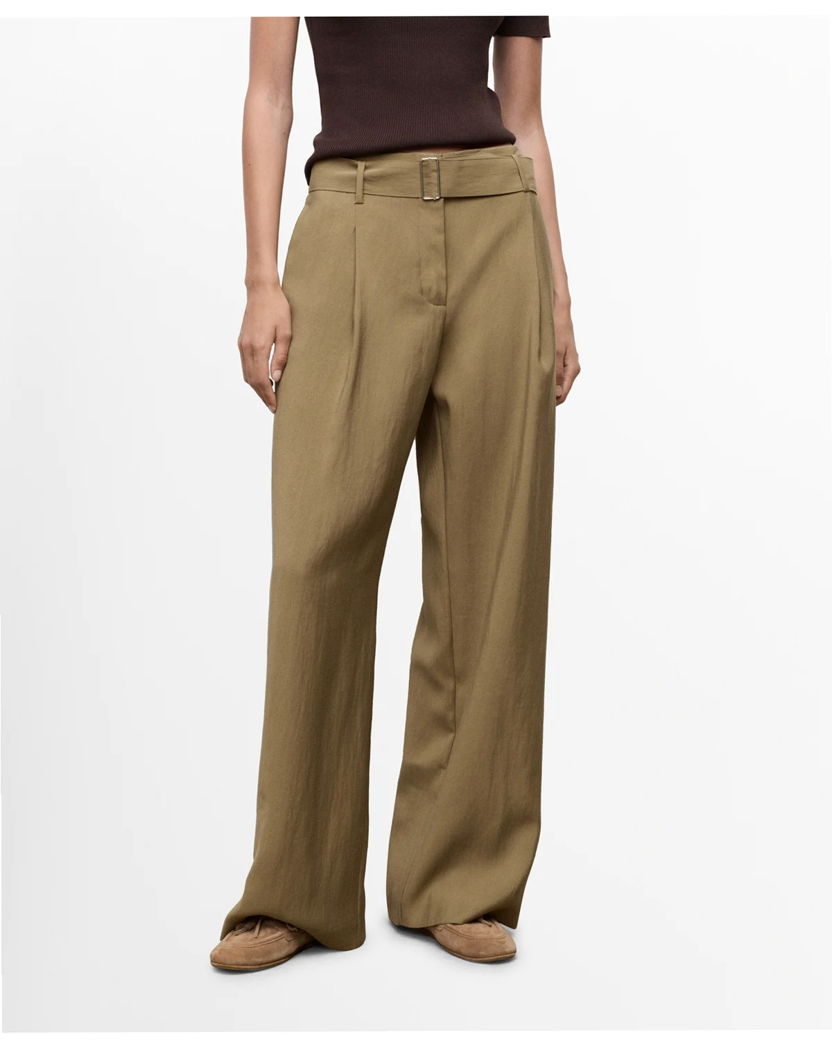 Women's Belted Paper Bag Pants