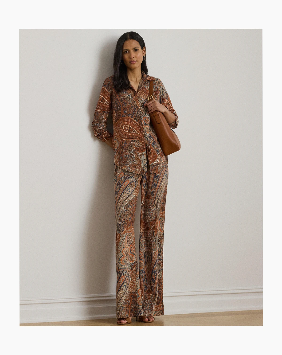Women's Paisley Crepe Wide-Leg Pants