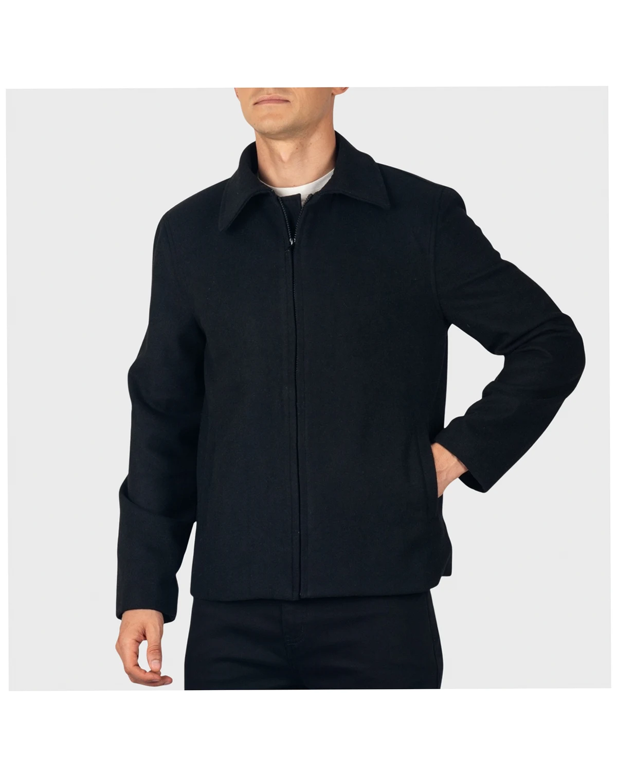 Men's Grant 28" Open Bottom Jacket Wool Blend JD Bomber Zippered Jacket