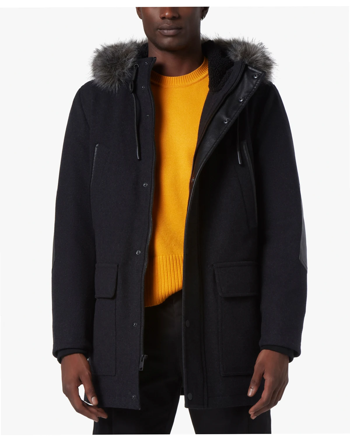 Men's Dawson Hooded Parka with Faux-Leather & Faux-Fur Trim