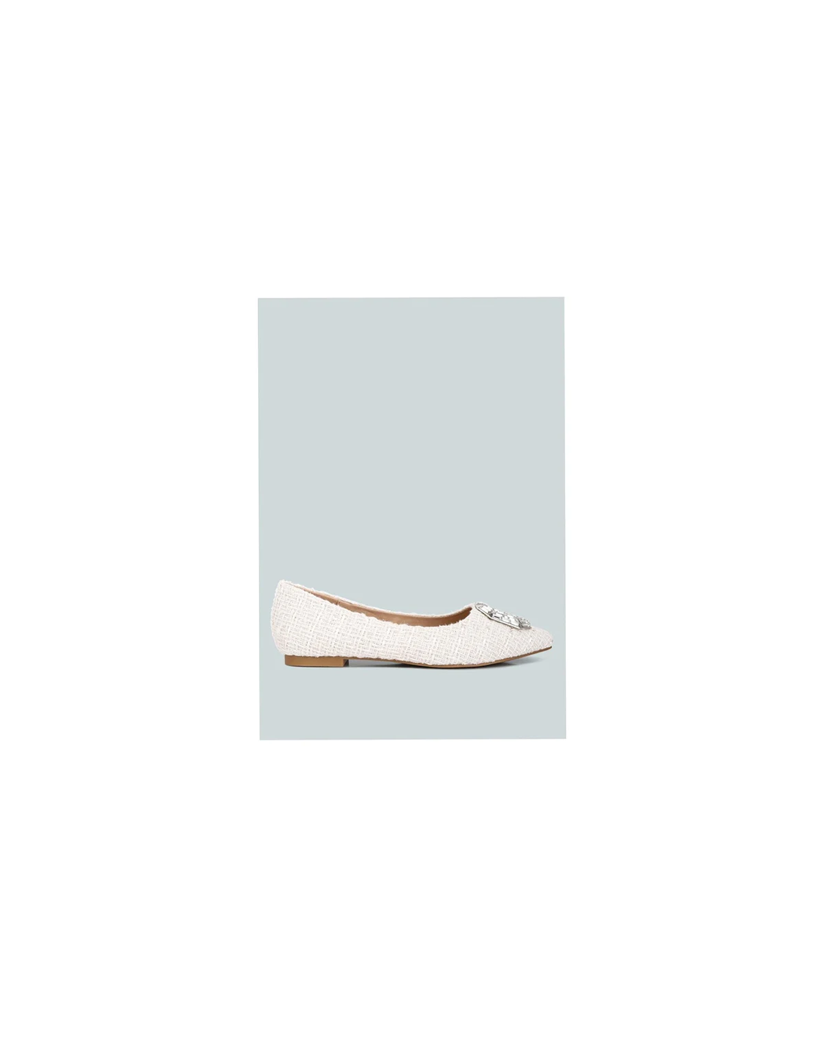 Women's aria embellished jewel buckle tweed ballet flats