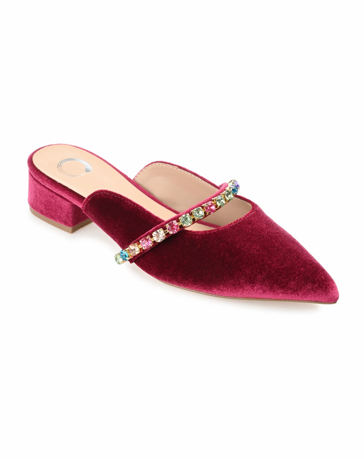 Women's Jewel Rhinestone Embellished Velvet Mules