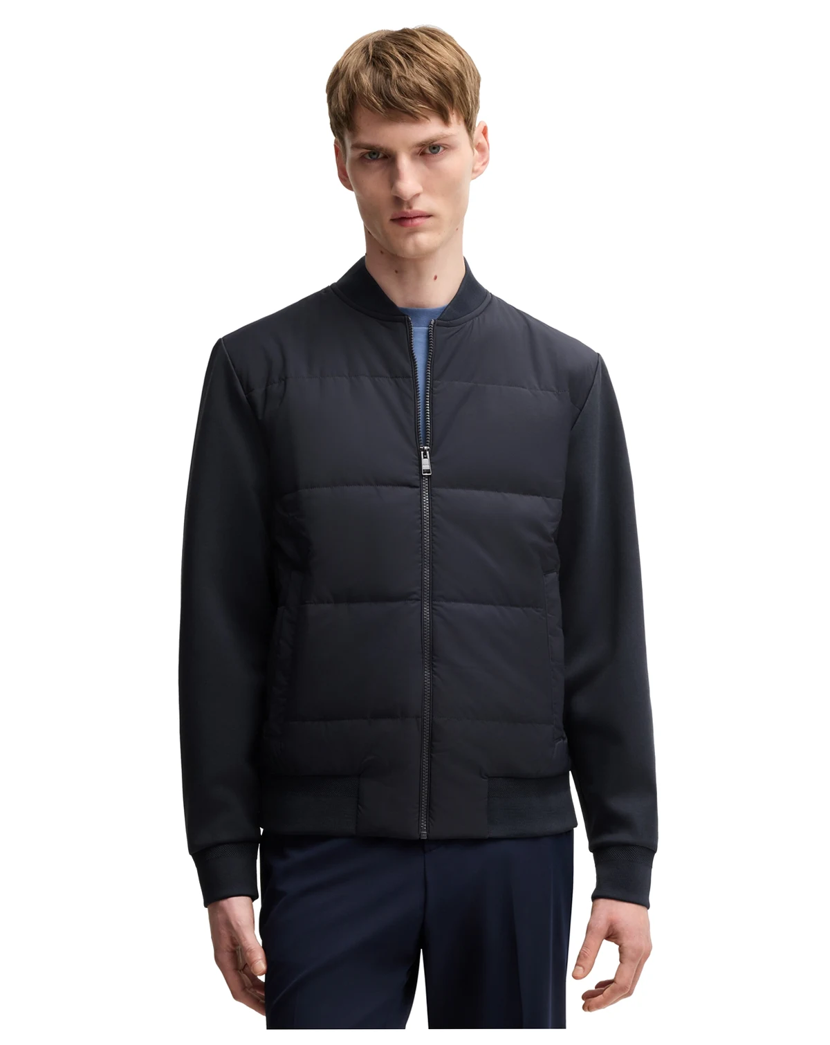 Men's Cotton-Blend Zip-Up Padded Jacket