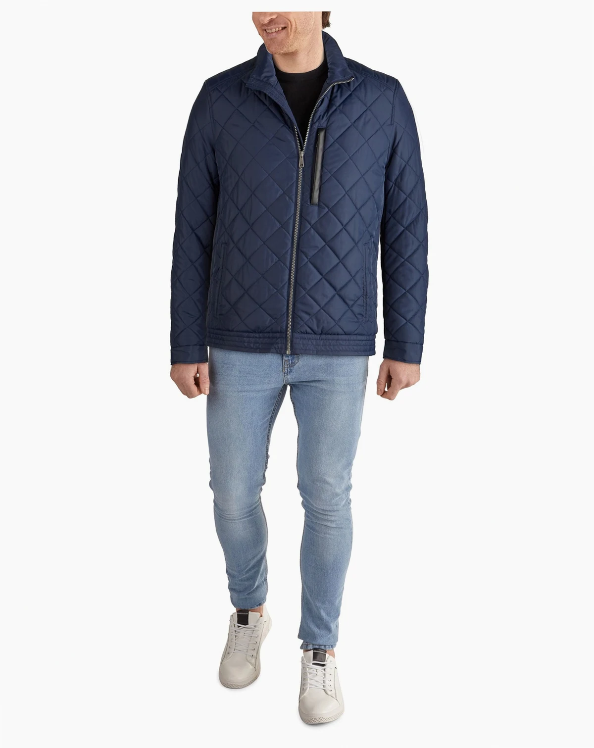 Cole Hann Men's Diamond Quilt Jacket with Faux Sherpa Lining