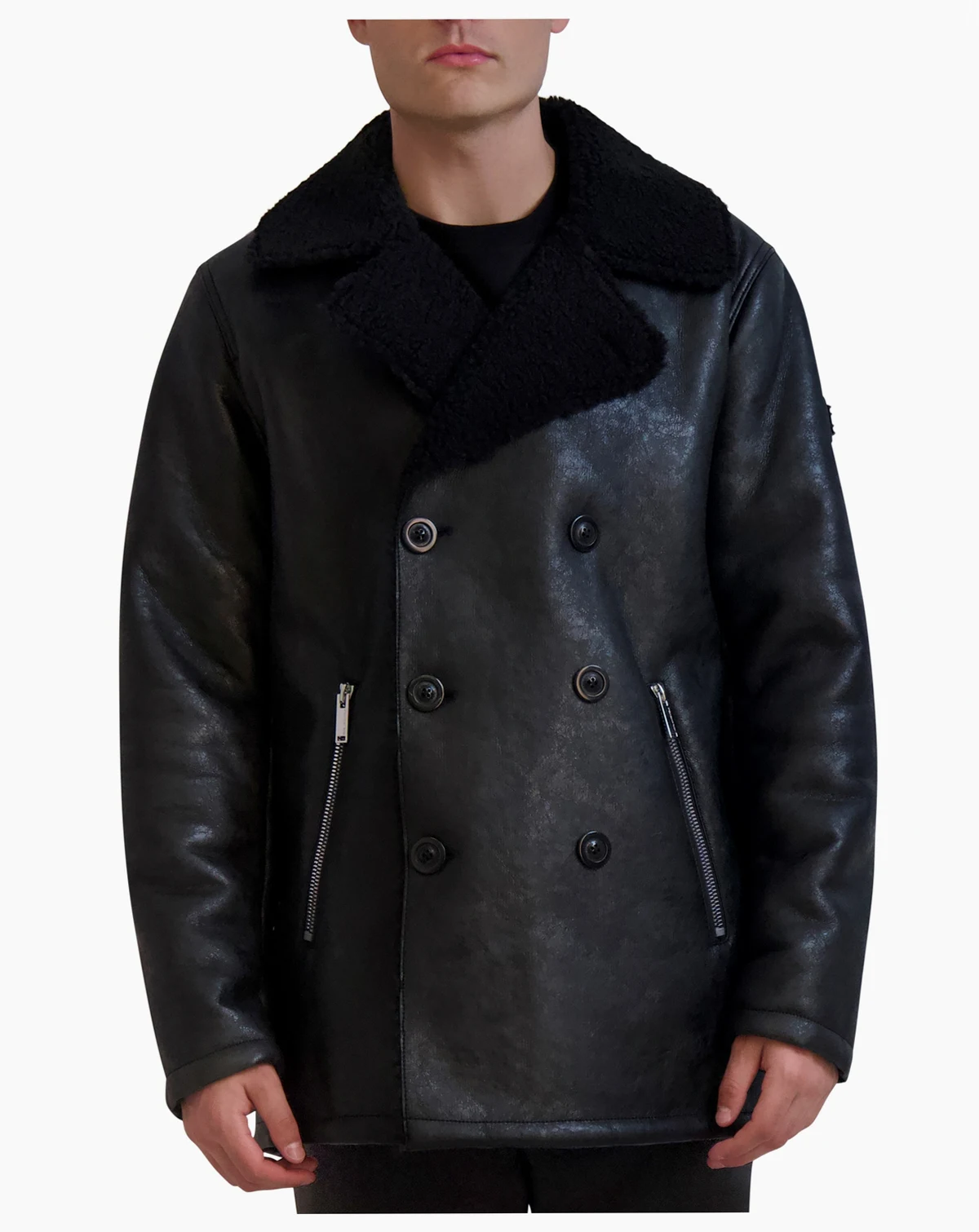 Paris Men's Faux-Shearling Double-Breasted Car Coat