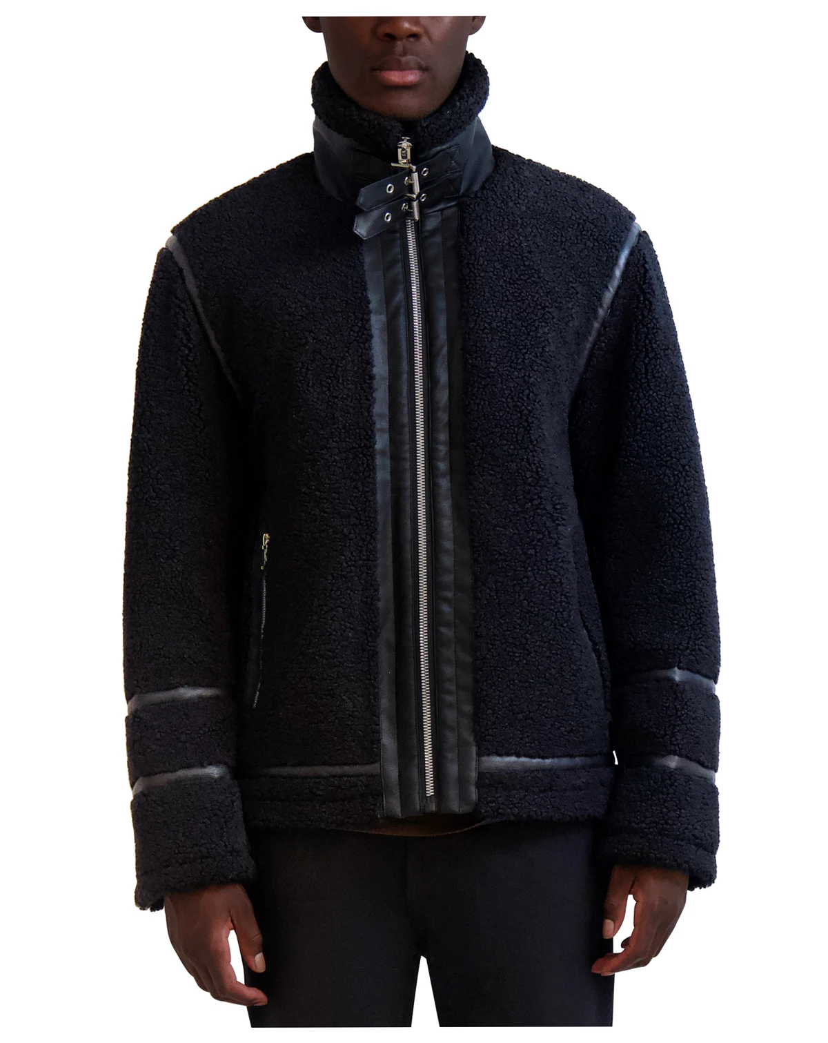 Paris Men's Fleece Faux-Leather Trim Jacket
