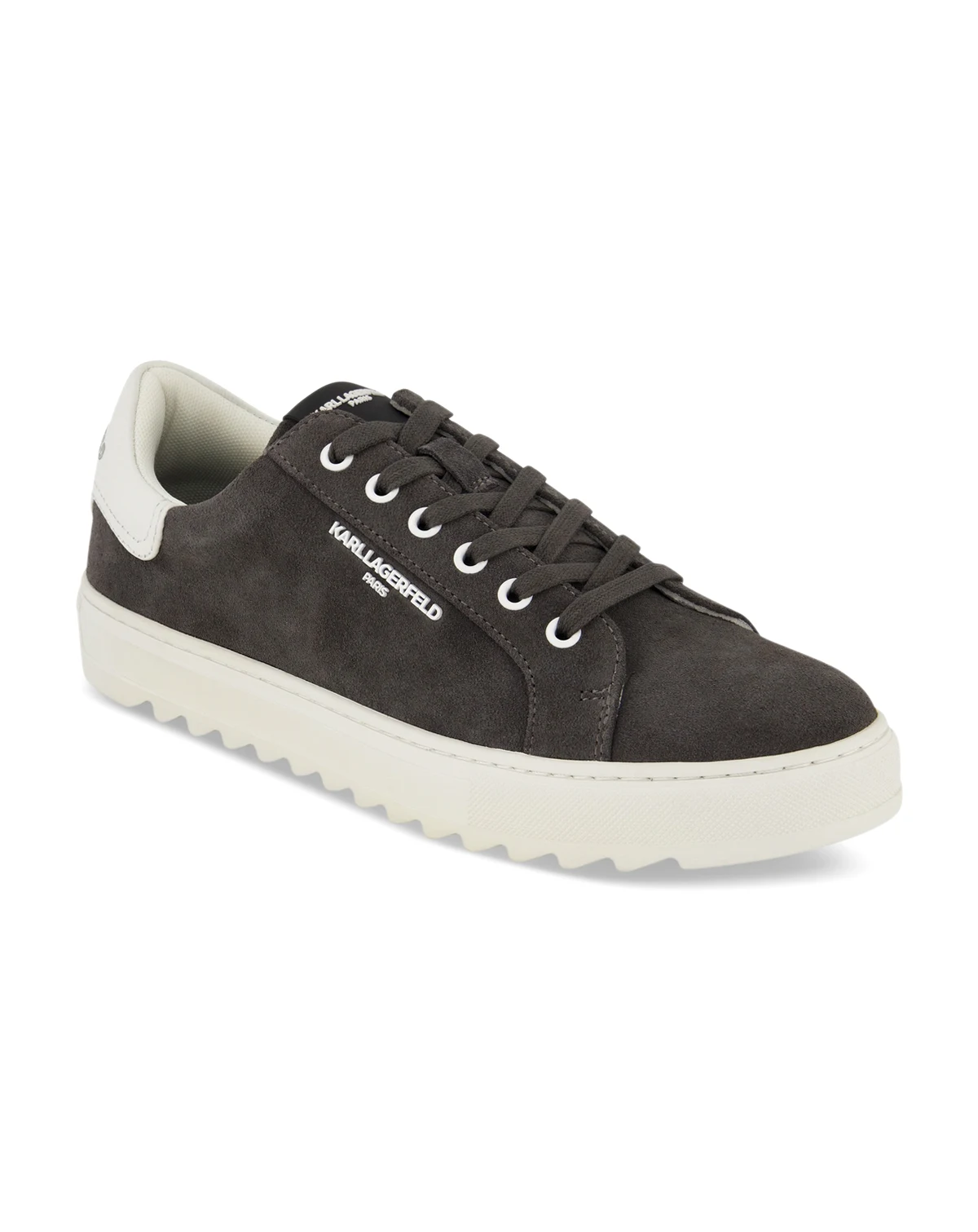 Men's Suede Plain-Toe with Side White Logo Bit Sneaker