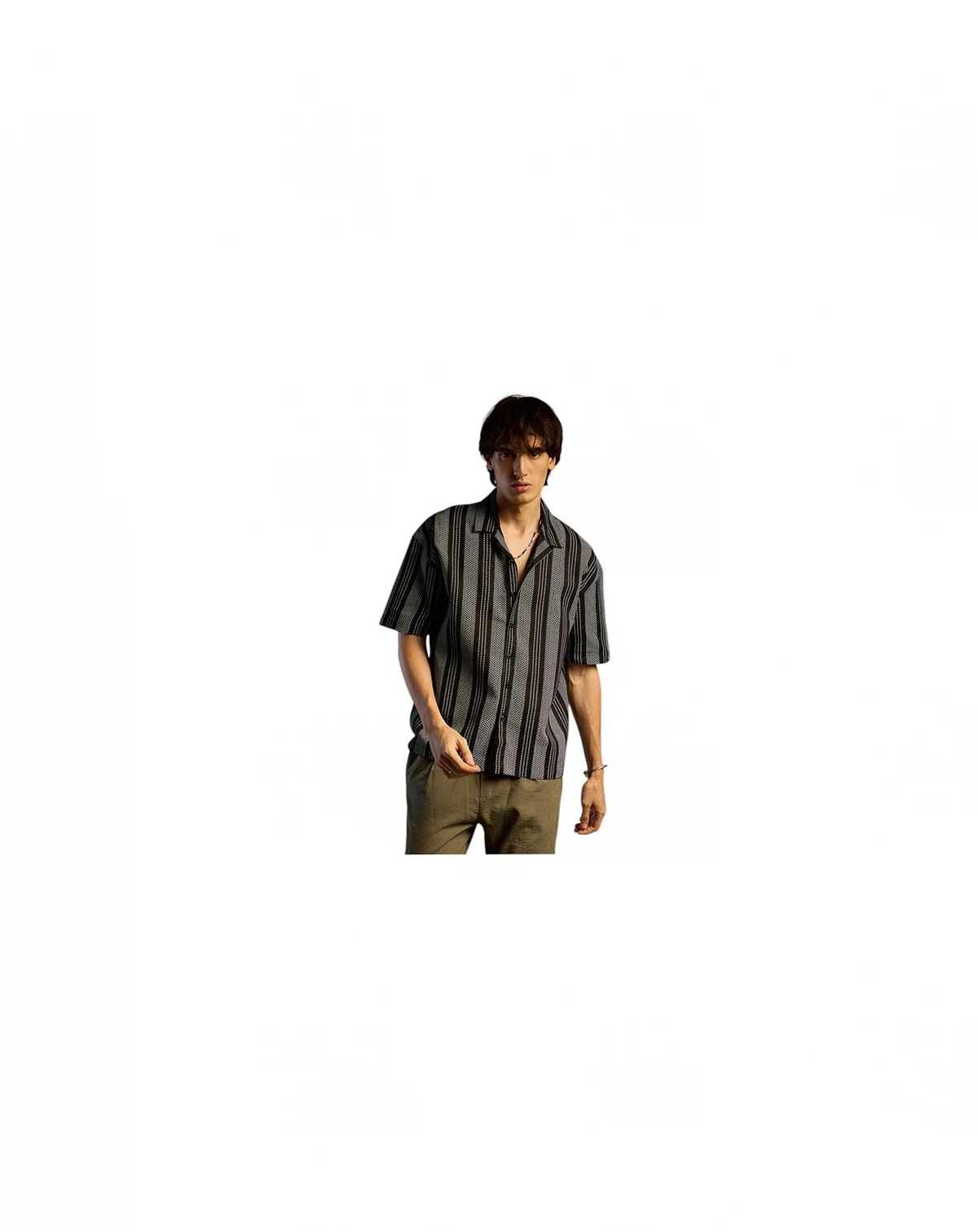 Men's Woven Striped Oversized Shirt
