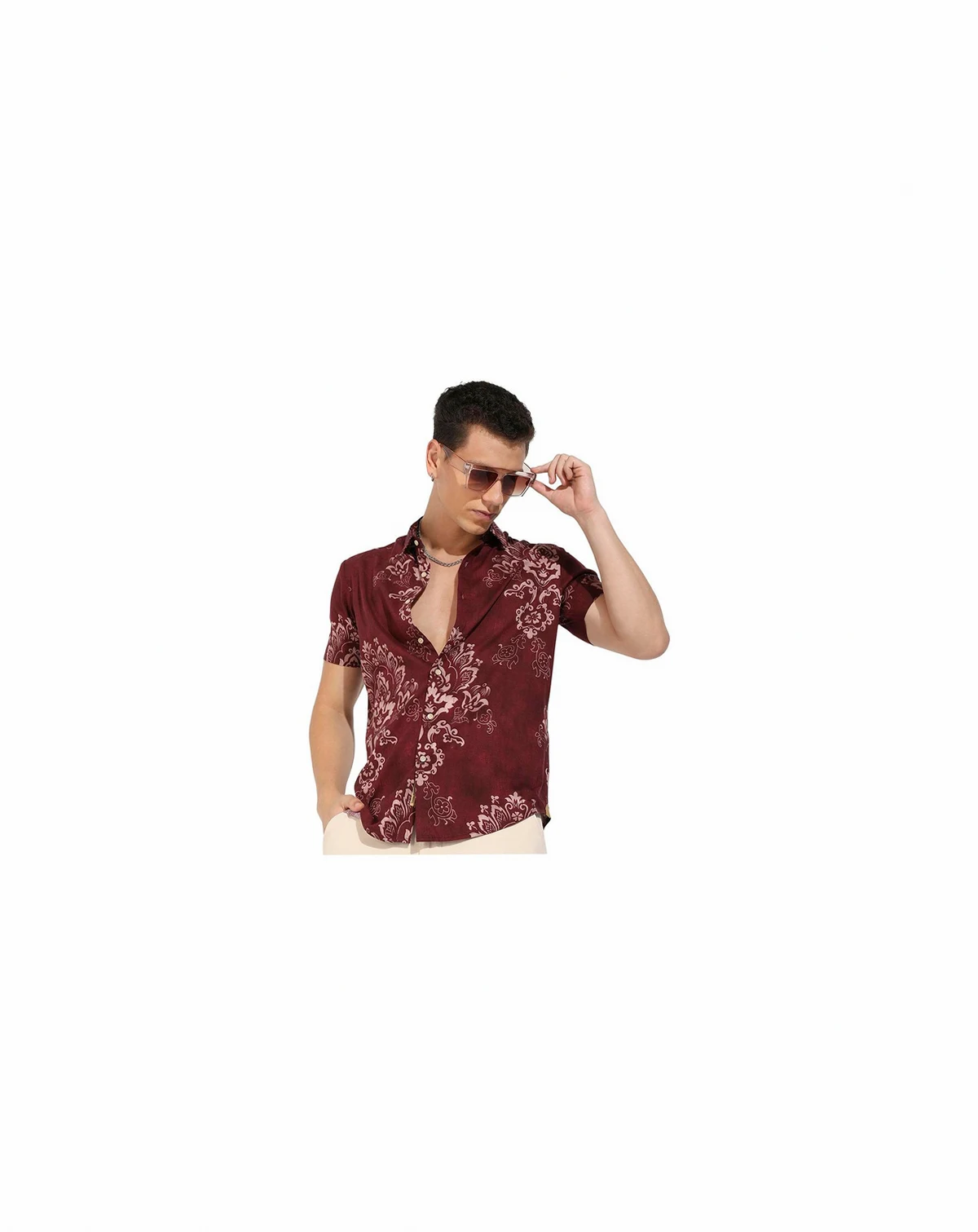 Men's Brown Ethnic Motif Shirt