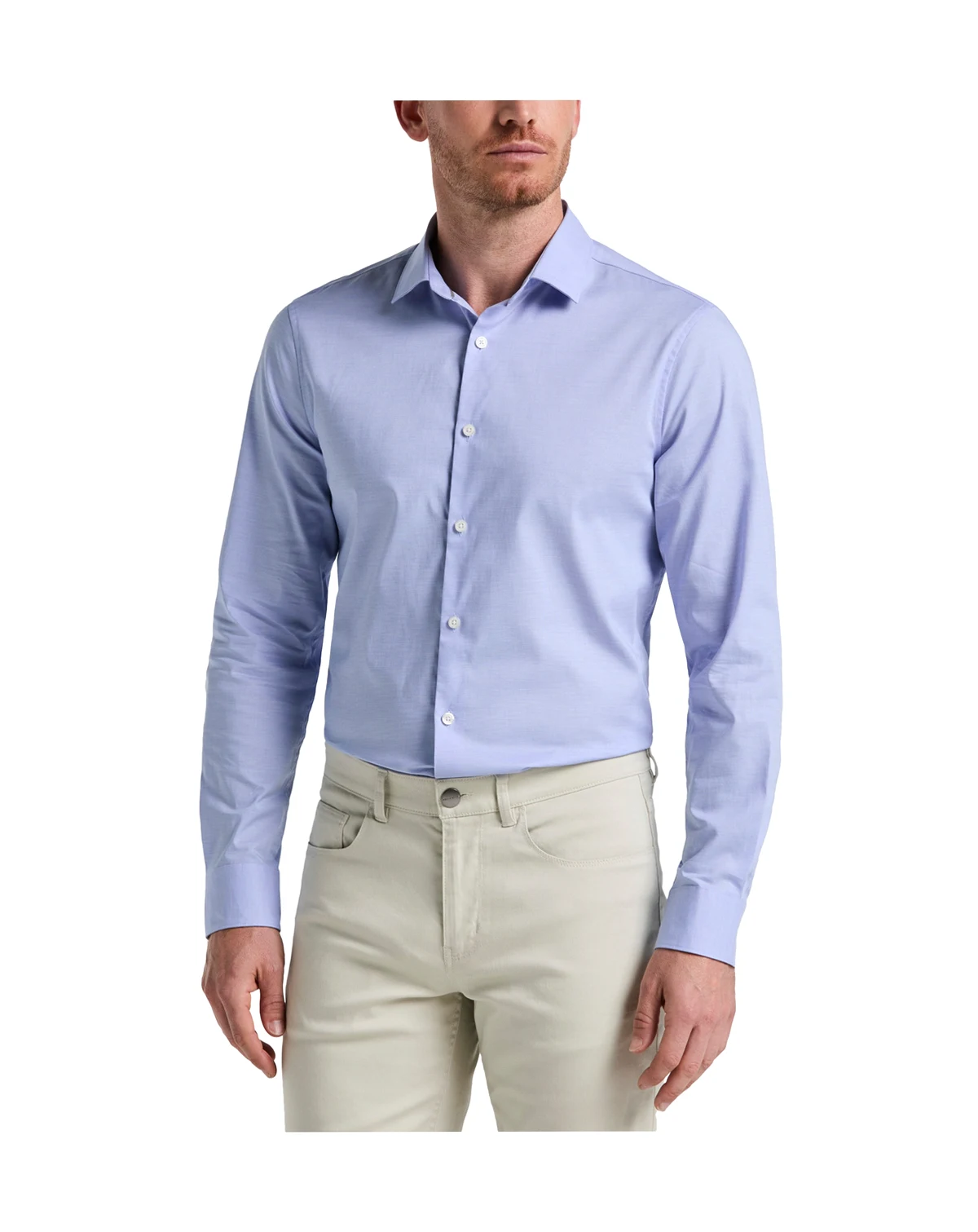 Men's Slim-Fit Long-Sleeve Button-Front Dobby Cotton Shirt