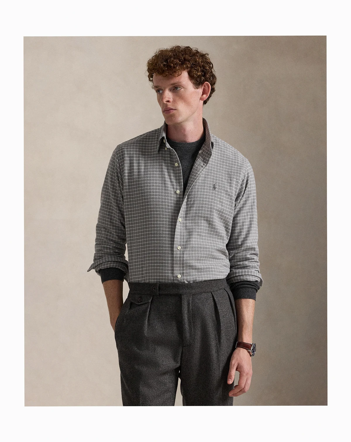 Men's Classic-Fit Long-Sleeve Checked Shirt