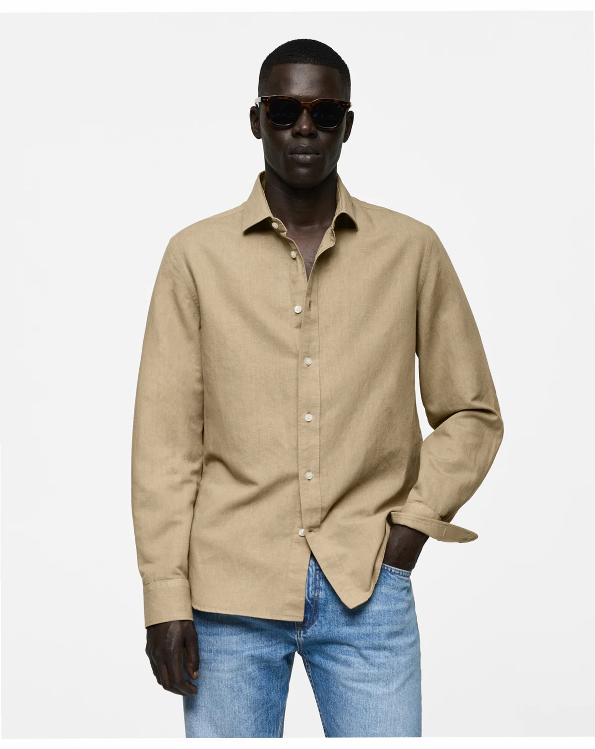 Men's Slim Fit Linen Blend Shirt