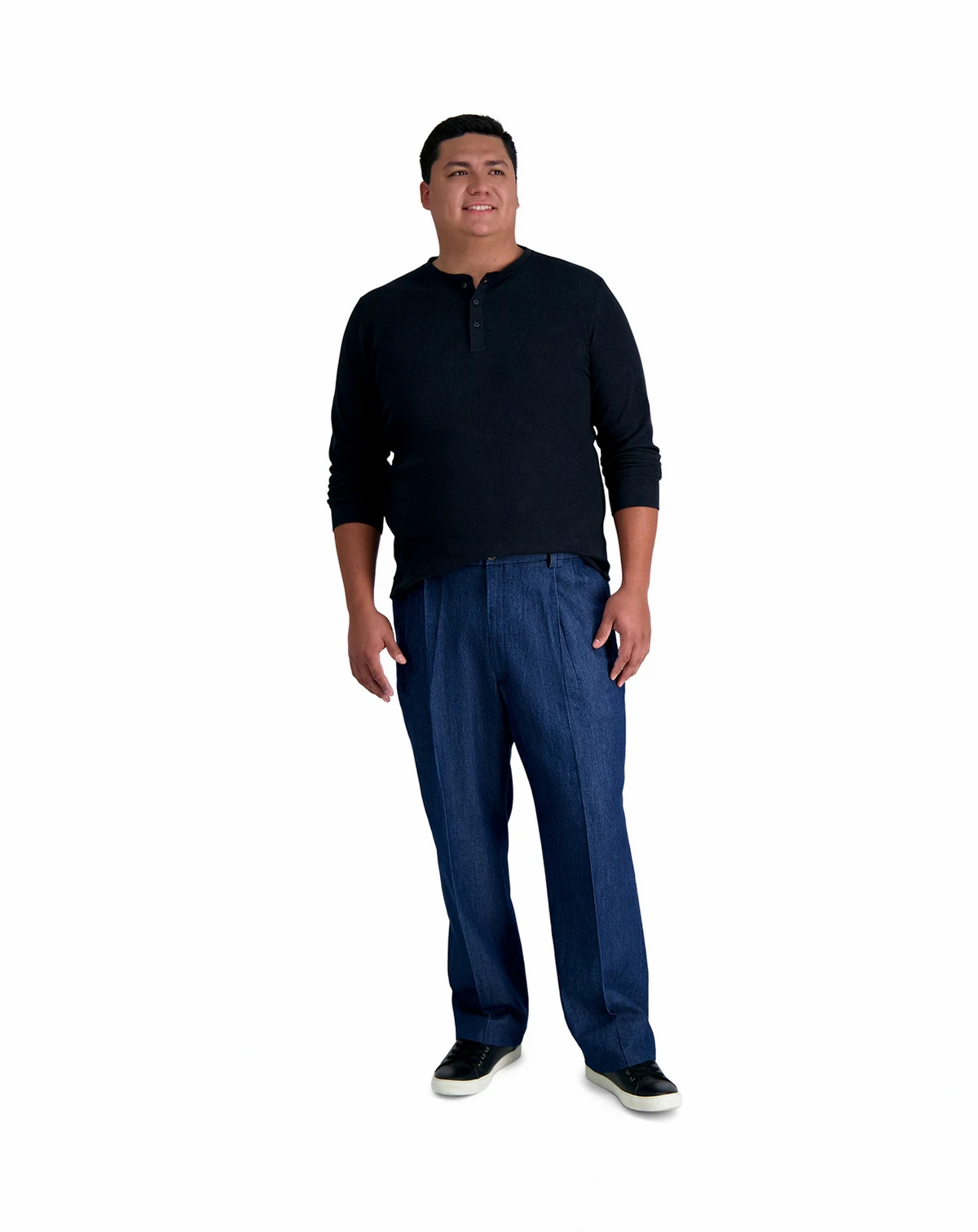 Men's Big & Tall Stretch Denim Classic-Fit Pleated Pants
