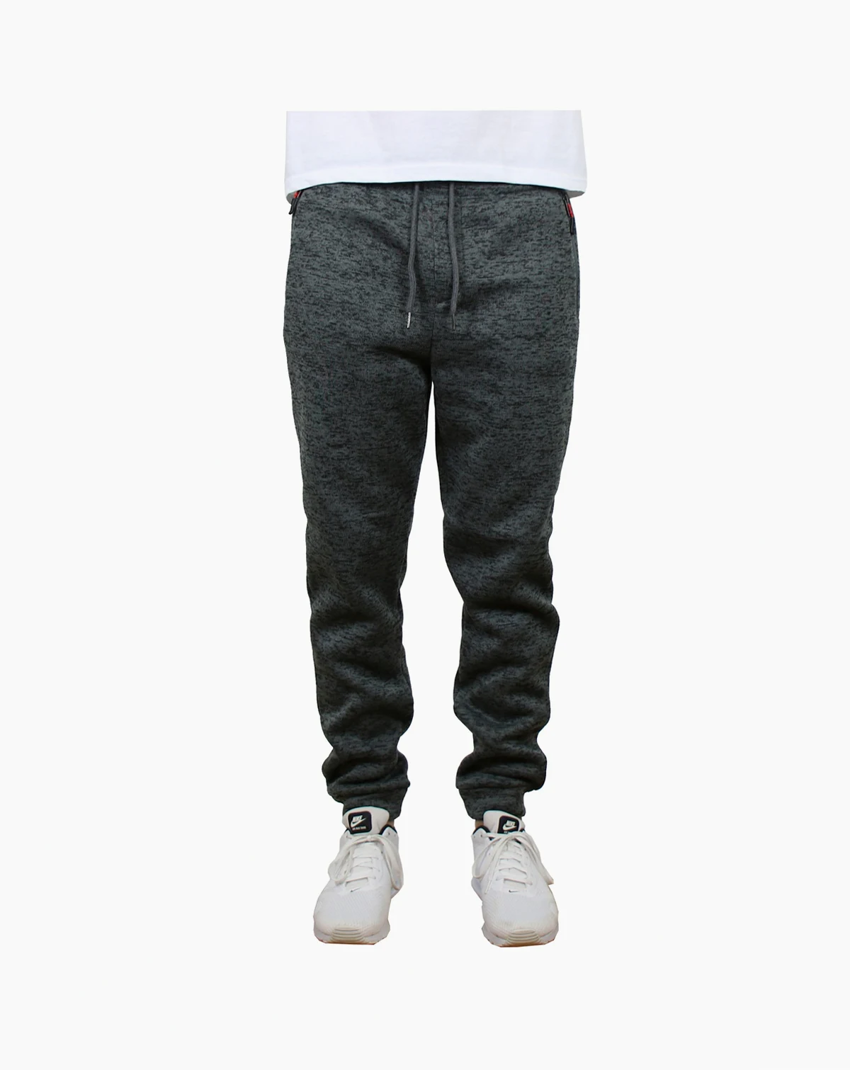Men's Slim-Fit Marled Fleece Joggers with Zipper Side Pockets