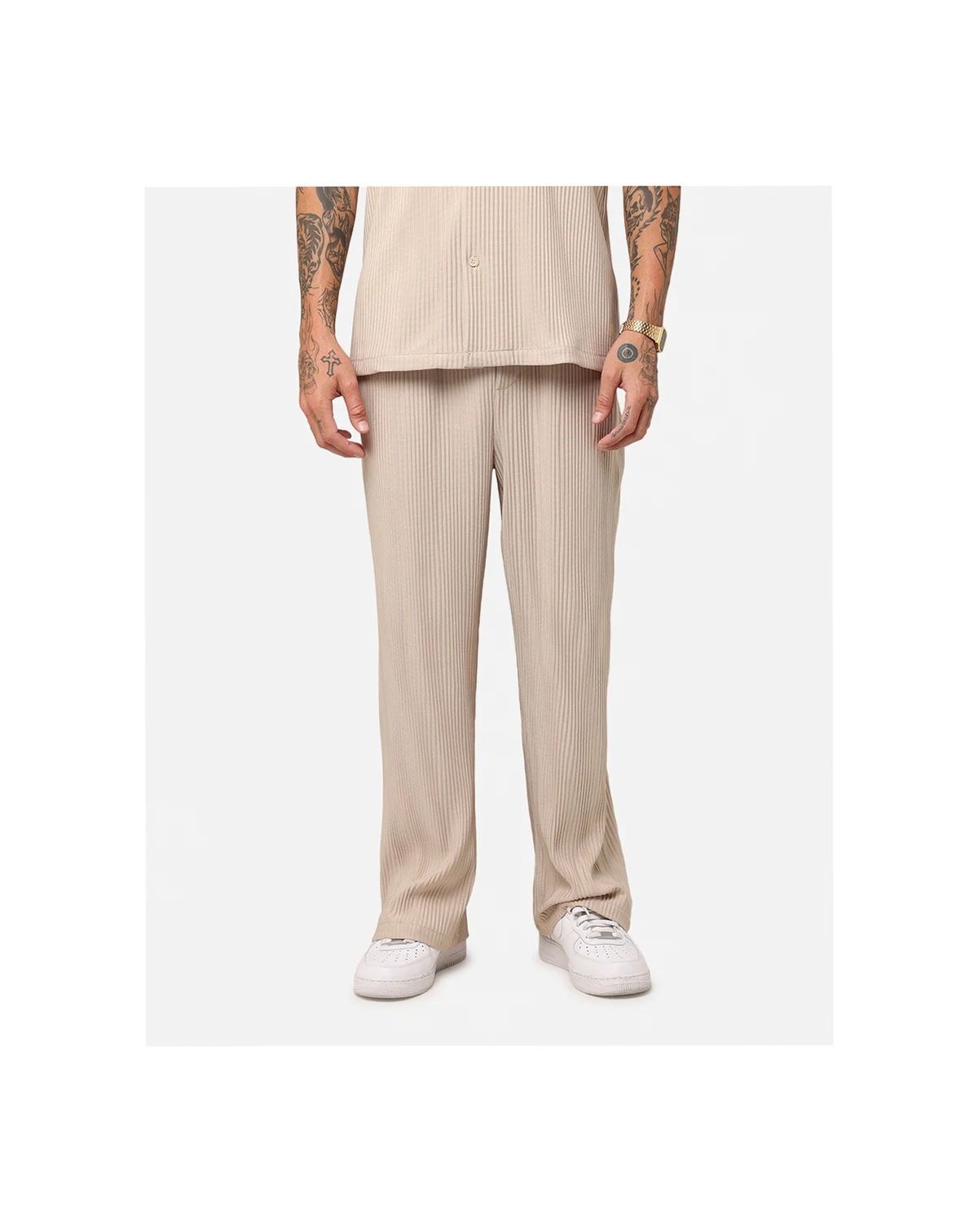 Men's Pleated Pants, Olive, XL