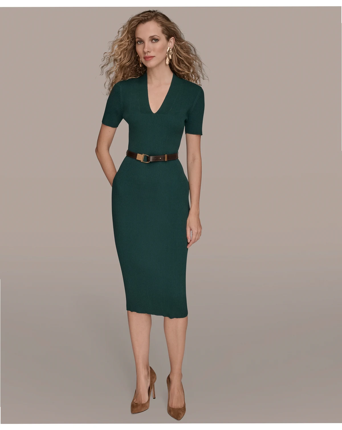 Petite Sweater Short Sleeve Midi Dress