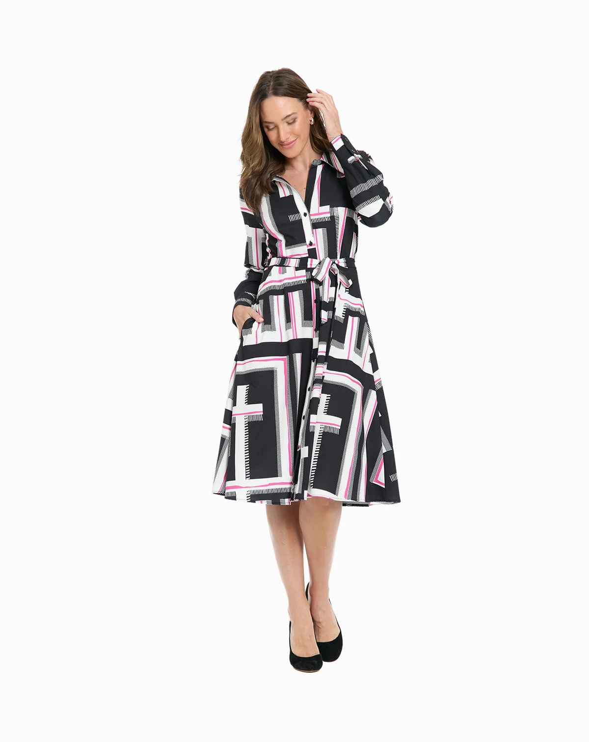 Petite Long-Sleeve Short Shirt Dress
