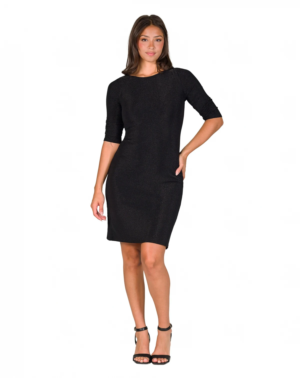 Petite Elbow Length Sleeve Shimmer Bodycon Mini Party Dress