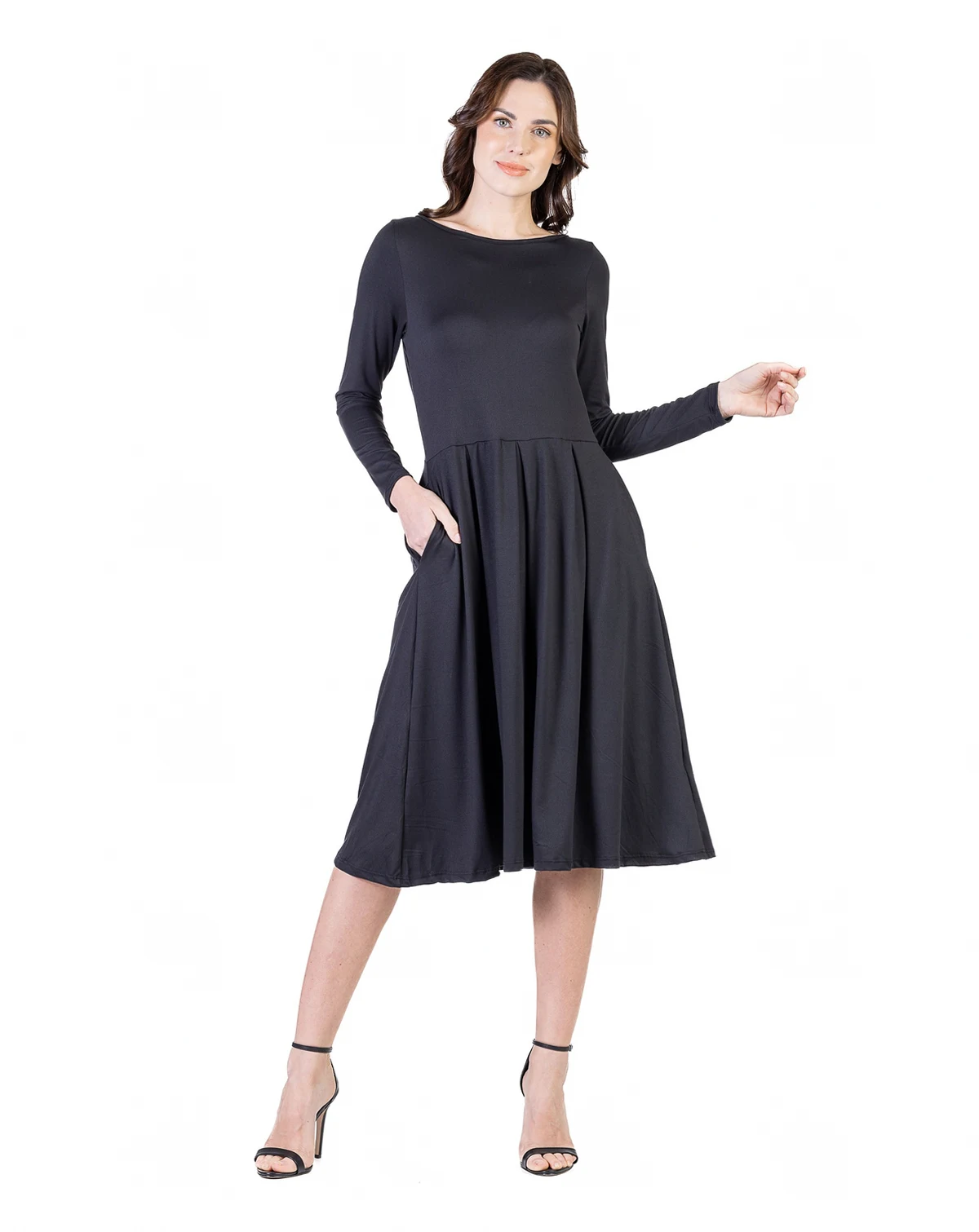 Petite Midi Fit and Flare Pocket Dress