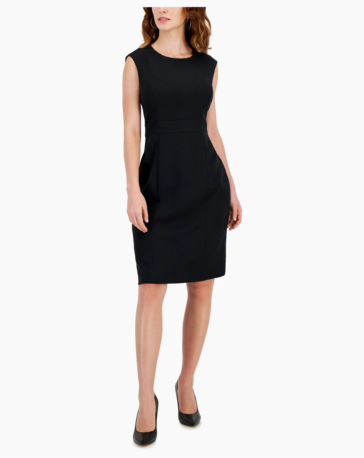 Women's Sleeveless Seamed Waist Sheath Dress, Regular & Petite