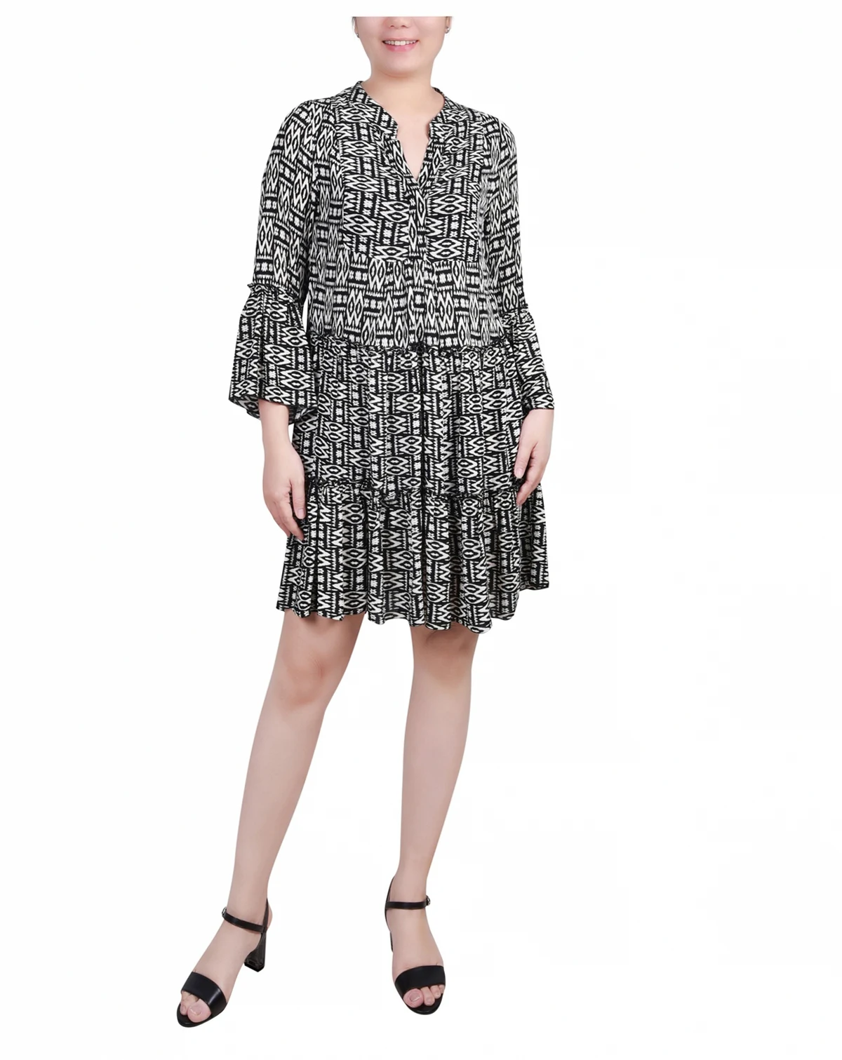 Petite 3/4 Sleeve Tiered Dress