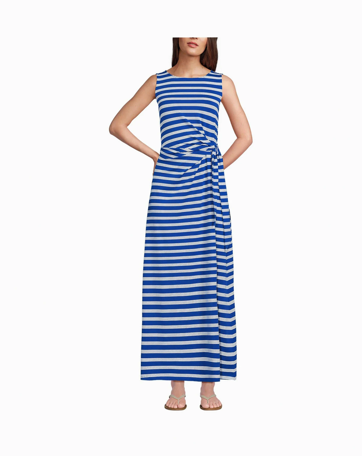 Women's Petite Cotton Modal Sleeveless Tie Waist Maxi Dress