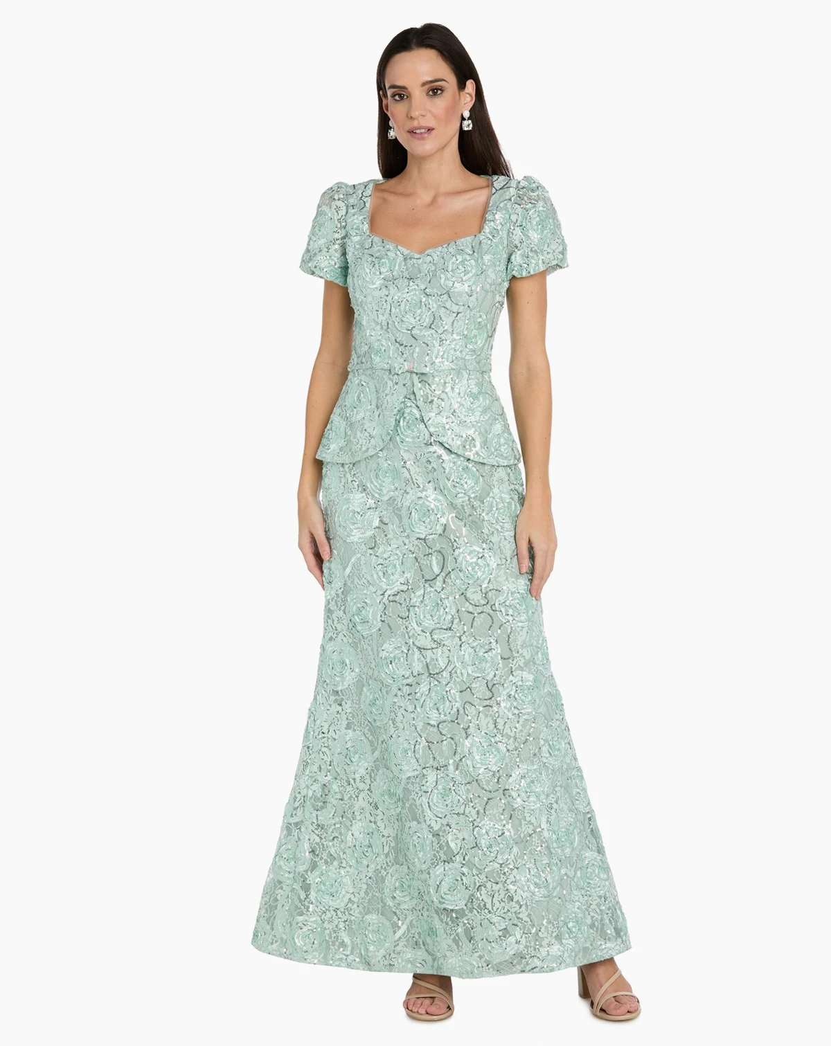 Petite Soutache Puff-Sleeve Gown