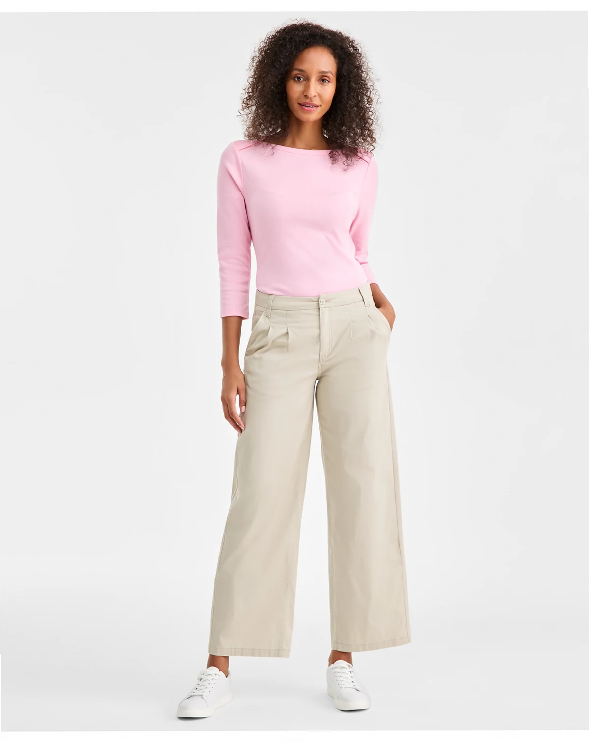 Women's Cotton-Blend Pleated-Front Pants, Macy's Exclusive