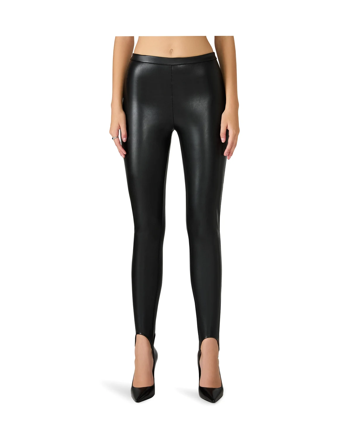 Women's Faux Leather Skinny Fit Stirrup Pants