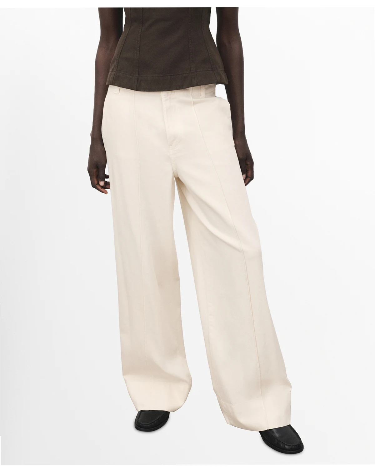 Women's Stitching Detail Wide Leg Denim Jeans