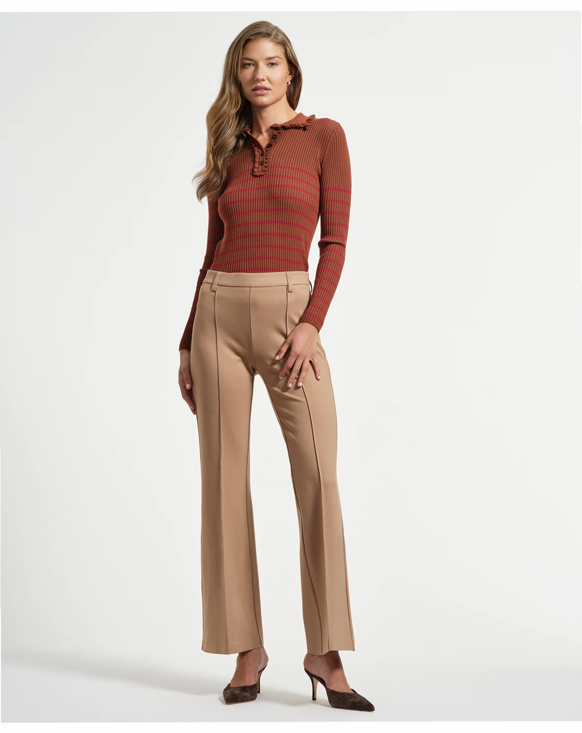 Women's Ponte Flare Mid Rise Pants